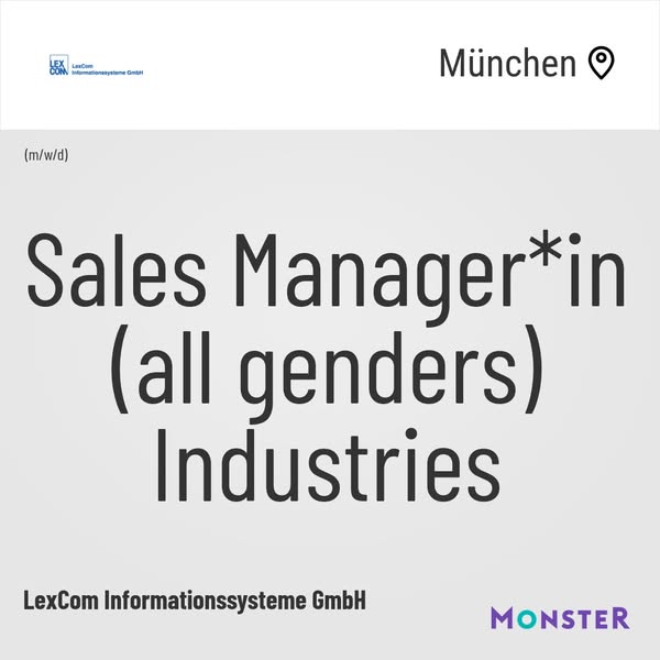 Sales Manager*in (all genders) Industries